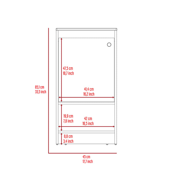 English Elm Jane Light Gray Bathroom Vanity Cabinet 17.7" x 33.5" Compact Single Door Storage with Two Shelves, Particle Board, Faucet Not Included B200S00127