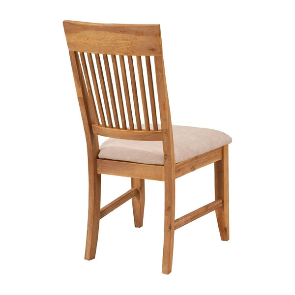English Elm Slatted High Back Solid Wood Dining Chairs Set of 2 with Padded Seat Antique Style B056P163189
