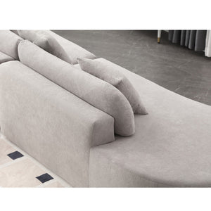 English Elm [New] Modern Curved Combination Sofa In Soft Terrycloth - Minimalist Design With 3 Pillows Included! W2108S00024-GIGA