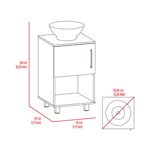 English Elm Gouda Compact Bathroom Vanity 18" Single Sink Cabinet with Open Shelf and Stylish Four Legs Finish White 18.5 L x 18.5 W x 6.7 H B200S00125