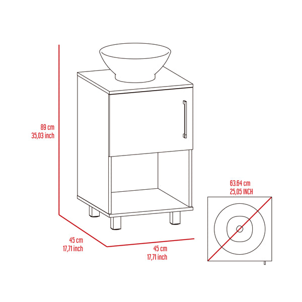 English Elm Gouda Compact Bathroom Vanity 18" Single Sink Cabinet with Open Shelf and Stylish Four Legs Finish White 18.5 L x 18.5 W x 6.7 H B200S00125