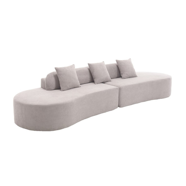 English Elm [New] Modern Curved Combination Sofa In Soft Terrycloth - Minimalist Design With 3 Pillows Included! W2108S00024-GIGA