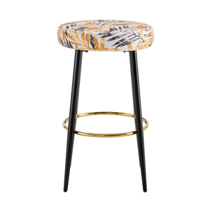 English Elm Counter Height Stools Set of 2 Faux Leather Seats Matte Steel Legs Gold Footrest Golden Black W370P149782