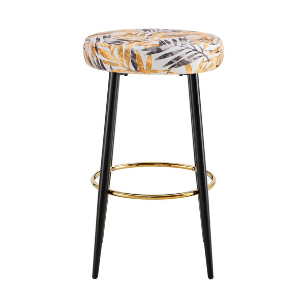 English Elm Counter Height Stools Set of 2 Faux Leather Seats Matte Steel Legs Gold Footrest Golden Black W370P149782