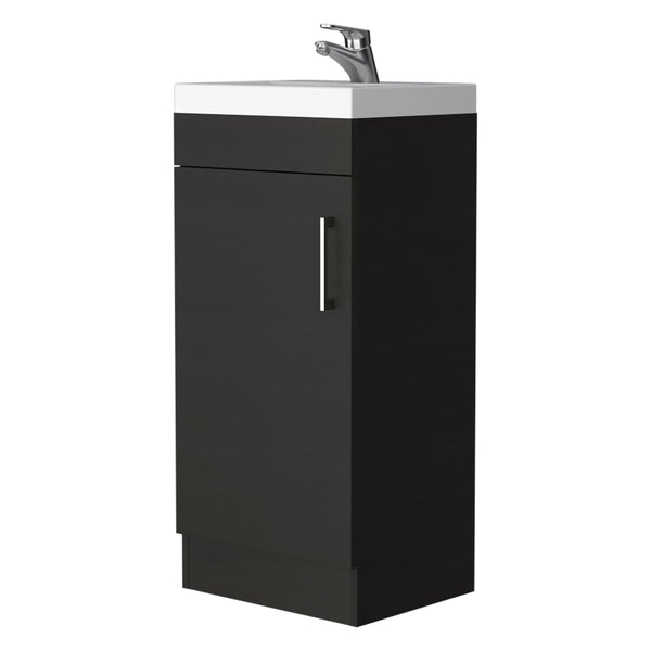 English Elm Toledo Modern Bathroom Vanity Black with Metal Handle, Elegant Sink & Single Door Cabinet Storage B128S00004
