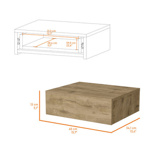 English Elm Macadamia Floating Nightstand Wall-Mounted Minimalist Nightstand with Drawer, Space-Saving Modern Design B062P175154
