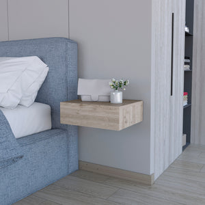 English Elm Light Gray Floating Nightstand — Modern Wall-Mounted Minimalist Design with Spacious Drawer Storage B062P175153