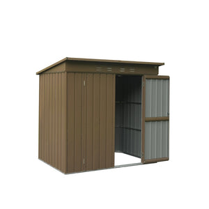 English Elm Outdoor Galvanized Steel Storage Shed with Lockable Doors and Waterproof Gable Roof W1859S00066