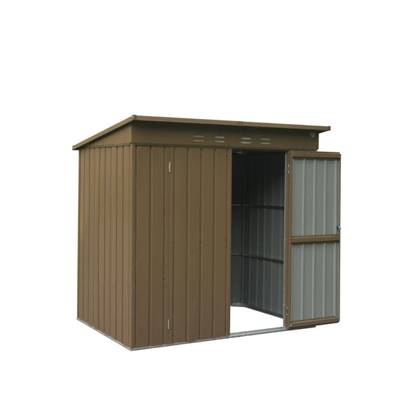 English Elm Outdoor Galvanized Steel Storage Shed with Lockable Doors and Waterproof Gable Roof W1859S00066