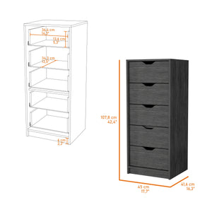 English Elm Smokey 5-Drawer Narrow Dresser – Smokey Oak Finish, Oversized Storage Drawers, Durable Stylish Design B062P175164