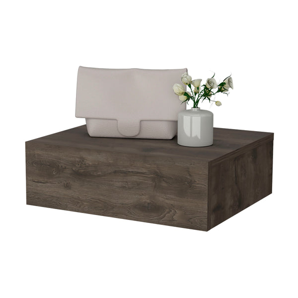 English Elm Dark Brown Wall-Mounted Floating Nightstand For Clutter-Free Bedrooms With Modern Storage Solutions B062P175151
