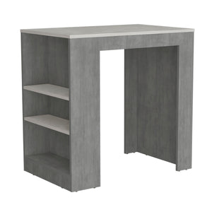 English Elm Concrete Gray Counter Height Kitchen Island with Ibiza Marble Top, 3 Shelves for Prep & Storage (36.2"W x 23.2"D x 35.9"H) B062P175174