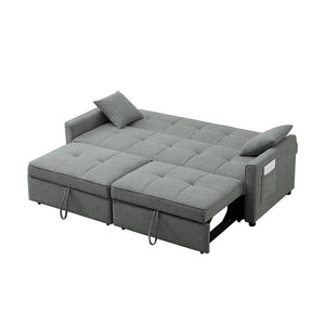 English Elm 3 Convertible Sleeper Sofa Bed with Pull-Out Chaise, Storage Armrests & Pockets, Compact Loveseat Couch DARK GREY W2318P265840