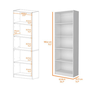 English Elm White 5-Shelf Bookcase – Stylish Storage Solution For Modern Spaces, Perfect For Books & Decor! B062P175157-GIGA