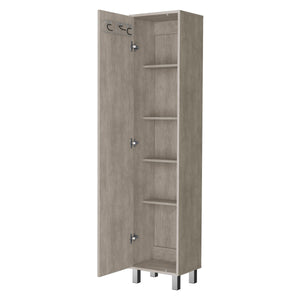 English Elm Concrete Gray Tall Storage Cabinet With Broom Hangers – Stylish, Slim Design For Organized Spaces! B062P175167