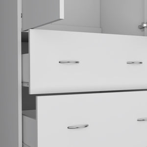 English Elm Armoire 71" H White - Compact 2-Door Closet with 2 Drawers, Hanging Rod, Durable MDP Finish B097S00072