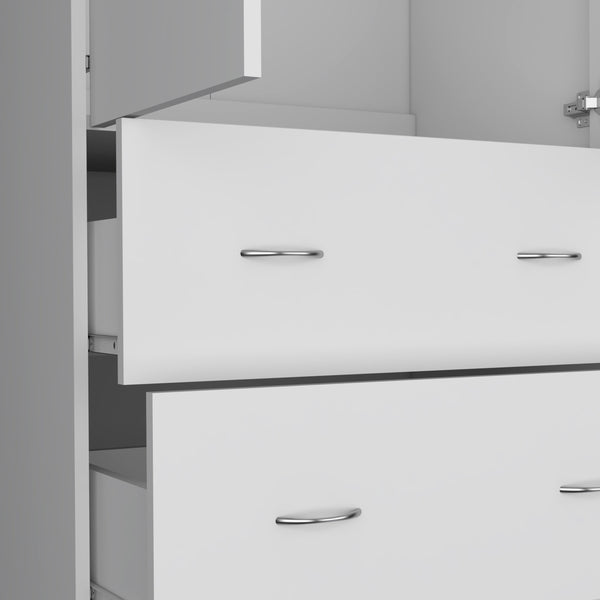 English Elm Armoire 71" H White - Compact 2-Door Closet with 2 Drawers, Hanging Rod, Durable MDP Finish B097S00072