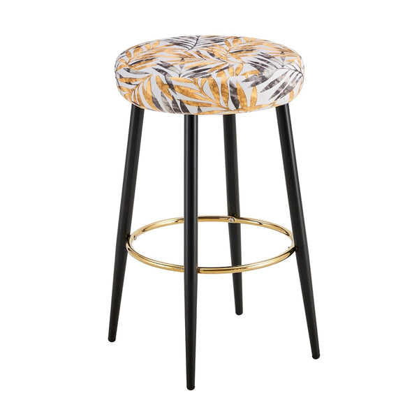 English Elm Counter Height Stools Set of 2 Faux Leather Seats Matte Steel Legs Gold Footrest Golden Black W370P149794