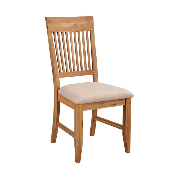 English Elm Slatted High Back Solid Wood Dining Chairs Set of 2 with Padded Seat Antique Style B056P163189