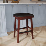 English Elm 30" Bar Stool, Espresso Finish, Black Leather Seat