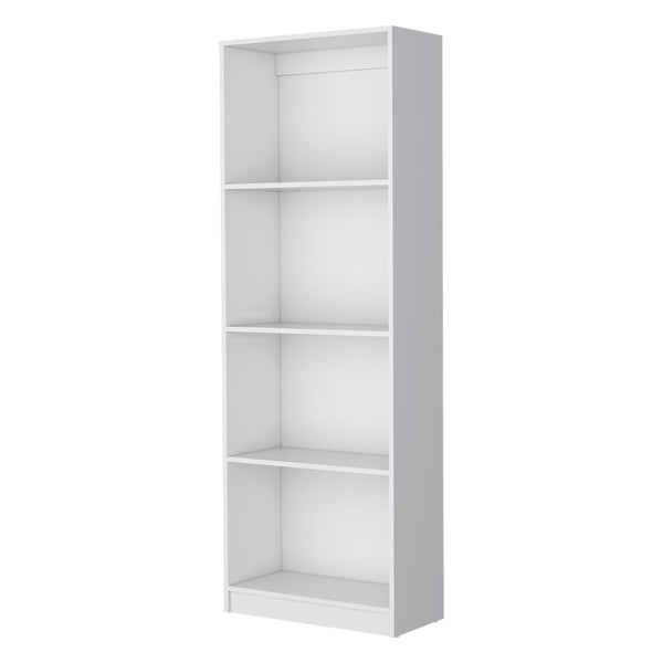English Elm White Tier Storage Shelves Bookcase with 4 Spacious Shelves, 71.1" Tall White Finish for Home Decor B062P175156