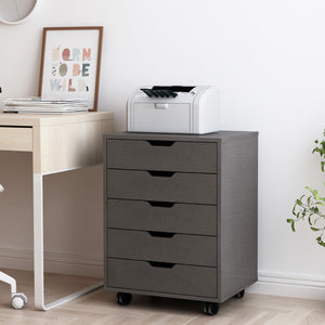 Hearth and Haven The Filing Cabinet Has Five Drawers, a Small Rolling Filing Cabinet, a Printer Rack, An Office Locker, and An Office Pulley Movable Filing Cabinet Dark Gray W67943150