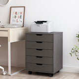 5-Drawer Filing Cabinet - Small Rolling Office Printer Rack Dark Gray