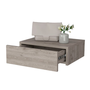 English Elm Light Gray Floating Nightstand — Modern Wall-Mounted Minimalist Design with Spacious Drawer Storage B062P175153