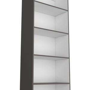 English Elm Matt Gray and White 5-Shelf Bookcase — 71.1" Tall Organizer with Open Lower Storage, Sleek Modern Design B062P175160