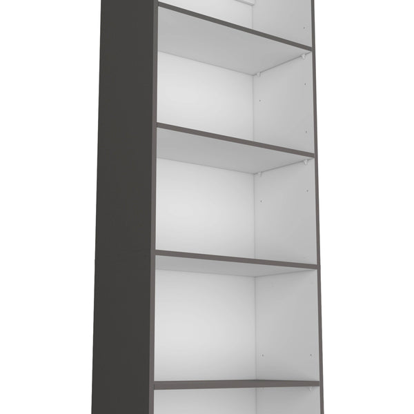 English Elm Matt Gray and White 5-Shelf Bookcase — 71.1" Tall Organizer with Open Lower Storage, Sleek Modern Design B062P175160