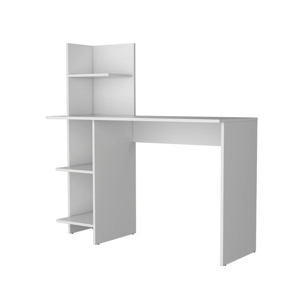 English Elm White Four Shelves Writing Desk — Abstract Large-Scale White Computer Desk with 4 Shelves, Durable Design, Easy Assembly (47.2" W) B062P175176