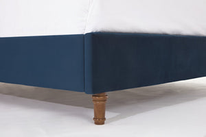 English Elm Peyton Upholstered King Bed - Luxurious Blue Velvet, 54" Wingback Headboard With Nailhead Trim & Easy Setup B083P152029-GIGA