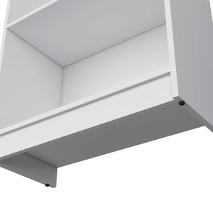 English Elm White Tier Storage Shelves Bookcase with 4 Spacious Shelves, 71.1" Tall White Finish for Home Decor B062P175156