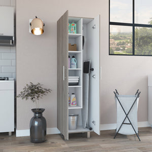 English Elm Nala Tall Cleaning Cabinet with Double Doors and Five Shelves, 71.3" Organizer for Mops & Supplies Multicolor 72 L x 19.3 W x 4.3 H B200S00141
