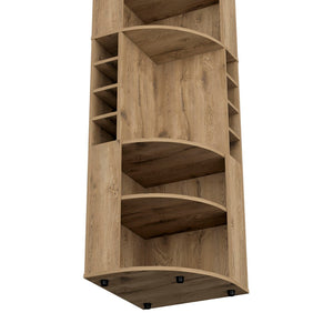 English Elm Oban Matte Black Corner Bar Cabinet with Bottle Cubbies and Open Stemware Shelves B200S00389