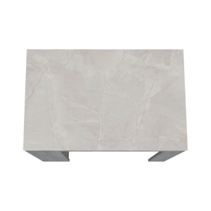 English Elm Concrete Gray Counter Height Kitchen Island with Ibiza Marble Top, 3 Shelves for Prep & Storage (36.2"W x 23.2"D x 35.9"H) B062P175174