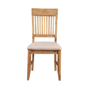 English Elm Slatted High Back Solid Wood Dining Chairs Set of 2 with Padded Seat Antique Style B056P163189