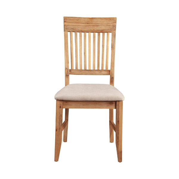 English Elm Slatted High Back Solid Wood Dining Chairs Set of 2 with Padded Seat Antique Style B056P163189