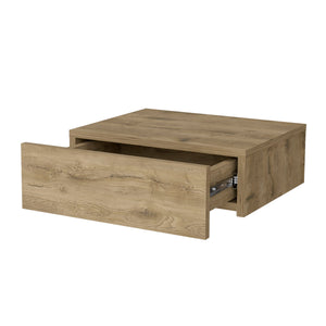 English Elm Macadamia Floating Nightstand Wall-Mounted Minimalist Nightstand with Drawer, Space-Saving Modern Design B062P175154