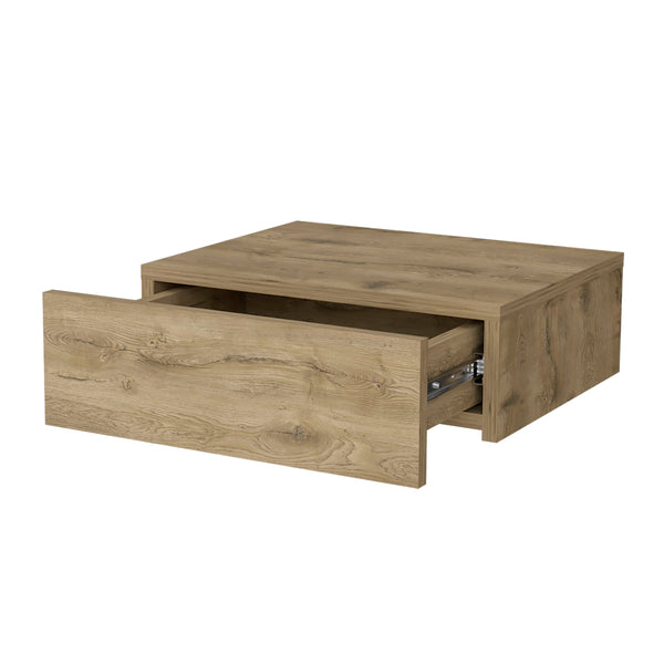 English Elm Macadamia Floating Nightstand Wall-Mounted Minimalist Nightstand with Drawer, Space-Saving Modern Design B062P175154