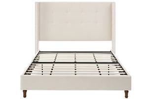 English Elm Peyton Upholstered Queen Bed - Elegant Ivory Velvet, 54" High Headboard, Wingback Design, Easy Setup B083P152026-GIGA