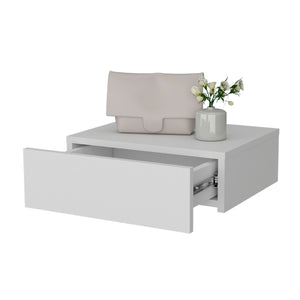 English Elm White Floating Nightstand Wall-Mounted | Sleek Modern Minimalist Design, Drawer Storage, Space-Saving Elegance B062P175152