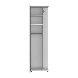 English Elm 71.3" Tall Broom Storage Closet with 5 Shelves & Mop Holder, White Chipboard Cabinet for Neat Organization B097S00077