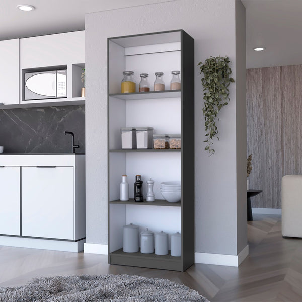 English Elm Zachary Elegant Tiered Bookcase In Matt Gray & White – Stylish Storage Solution For Any Room B062P175159-GIGA