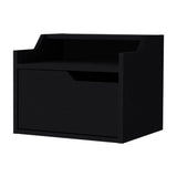 English Elm Black Dual-Shelf Display Floating Nightstand