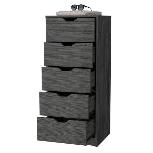 English Elm Smokey 5-Drawer Narrow Dresser – Smokey Oak Finish, Oversized Storage Drawers, Durable Stylish Design B062P175164