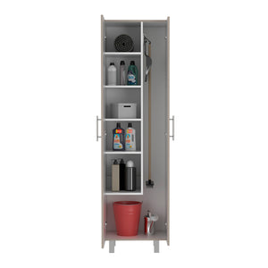 English Elm Nala Tall Cleaning Cabinet with Double Doors and Five Shelves, 71.3" Organizer for Mops & Supplies Multicolor 72 L x 19.3 W x 4.3 H B200S00141