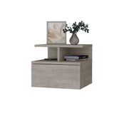 English Elm Concrete Gray 2-Tier Shelf Floating Nightstand