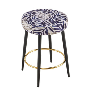 English Elm Counter Height Stools Set of 2 Faux Leather Seats Matte Steel Legs Gold Footrest Black And Silver W370P149781