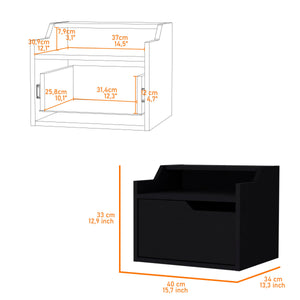English Elm Wenge Floating Nightstand with Drawer and Dual Display Shelves — Modern Wall-Mounted Accent, Sleek Storage B062P175147
